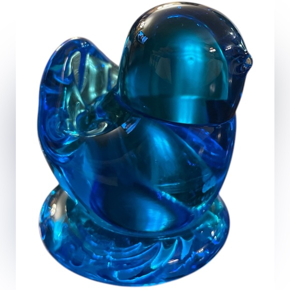Leo Ward Other - Signed 2001 Vintage Cobalt Glass Blue Bird of Happiness Baby Sparrow Song
Bird